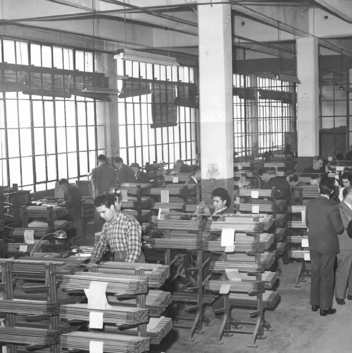 Il reparto tra i telai e le forme di stampa